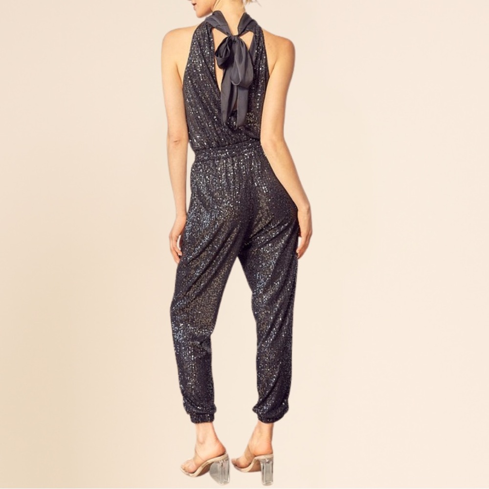 Mustard Seed Shimmering Charcoal Jumpsuit - Picture 4 of 11